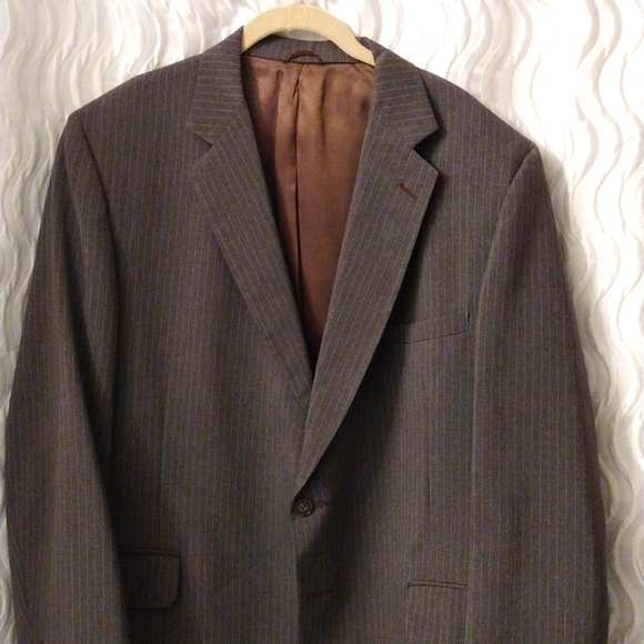 De Bartelli Belk Lindsey of Florida Brown Pinstripe 44R Suit Jacket Blazer - Picture 7 of 7